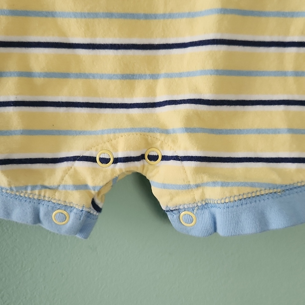 Carter's Yellow and Blue Striped Baby Romper - Picture 6 of 10